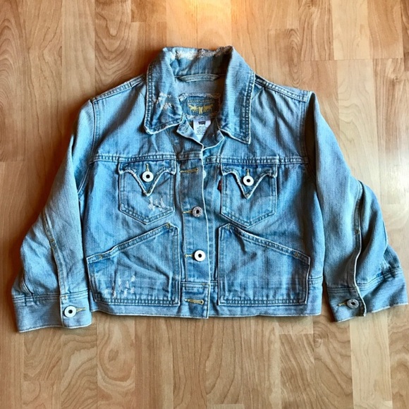 LEVIS DENIM JACKET with distressing - Picture 2 of 4